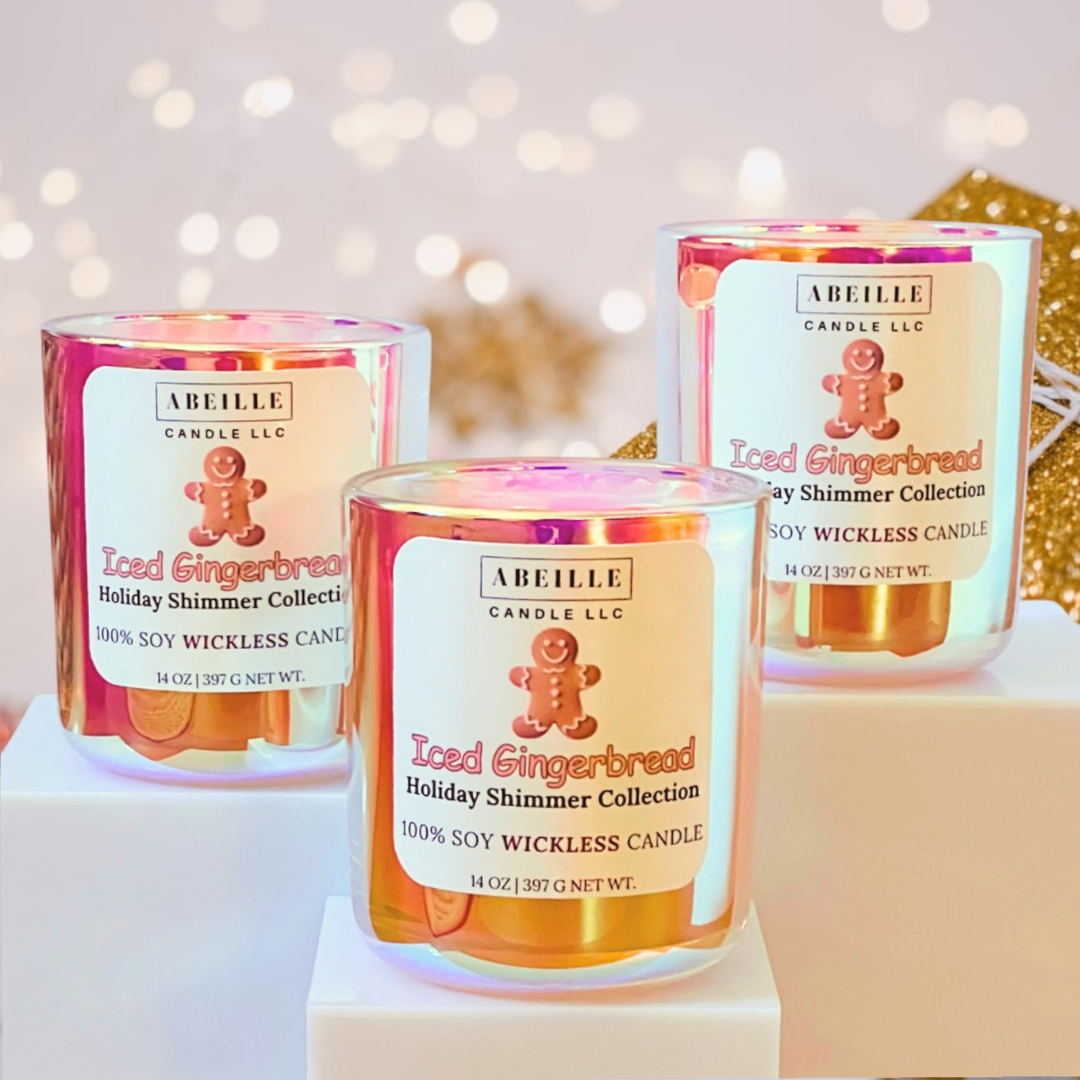 Iced Pink Shimmer Gingerbread WICKLESS Candle