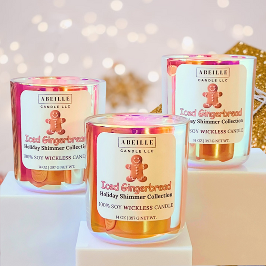 Iced Pink Shimmer Gingerbread WICKLESS Candle