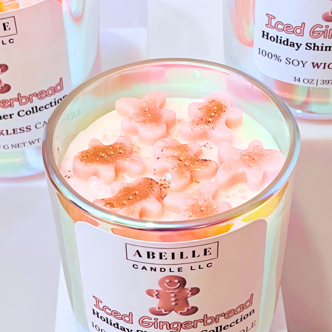 Iced Pink Shimmer Gingerbread WICKLESS Candle