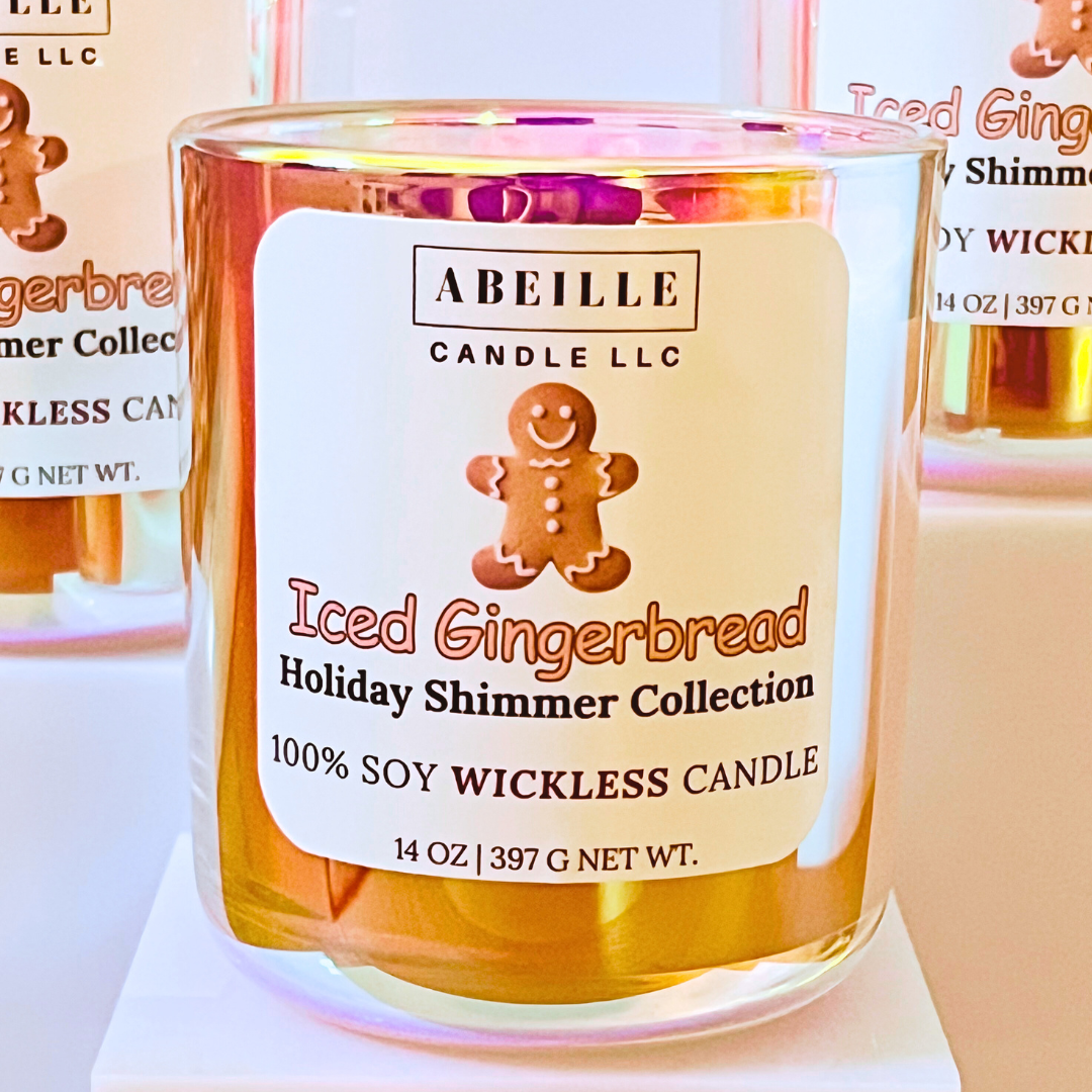 Iced Pink Shimmer Gingerbread WICKLESS Candle